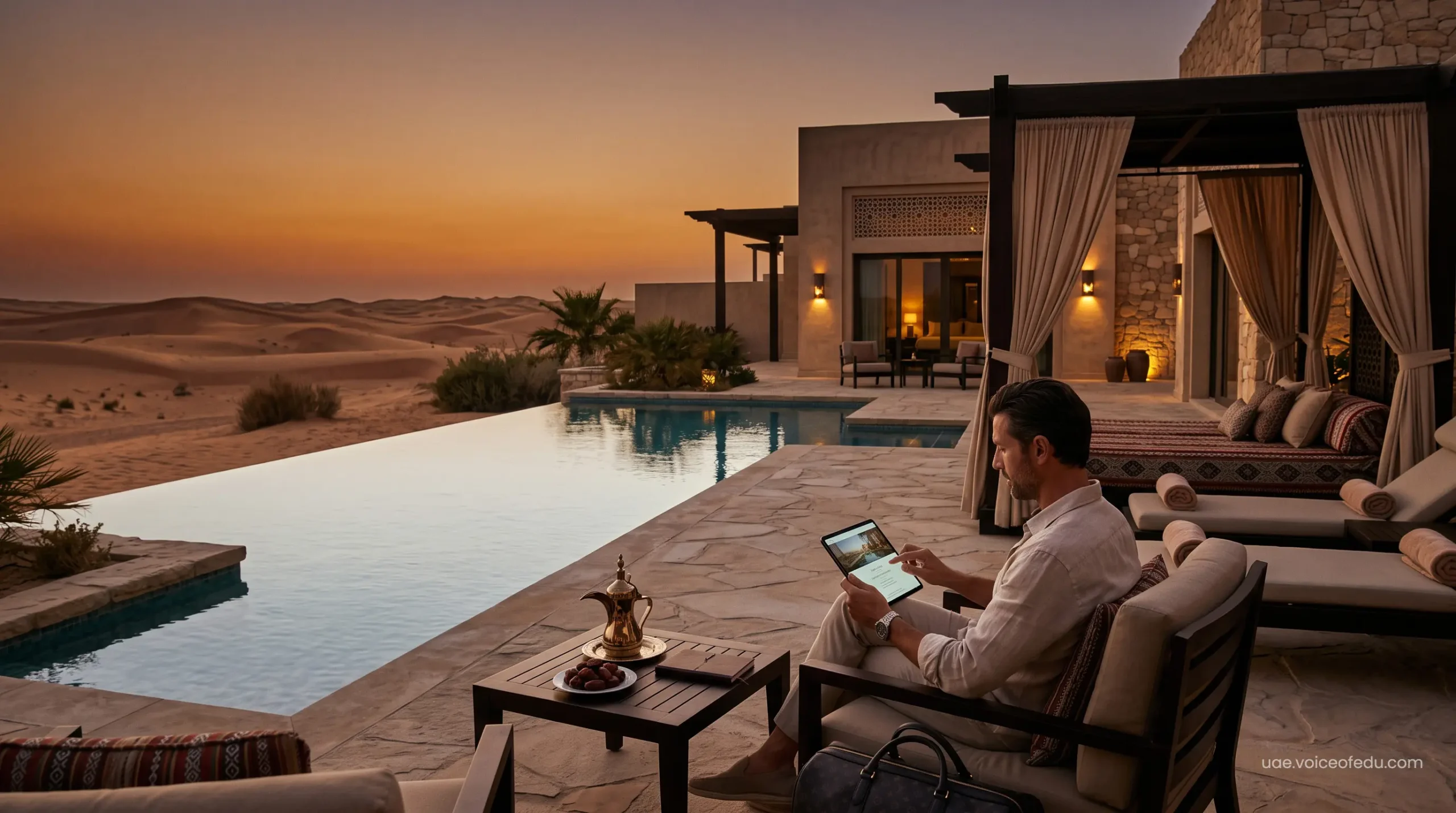 Securing Abu Dhabi 5-star desert resort reservations with a private infinity pool